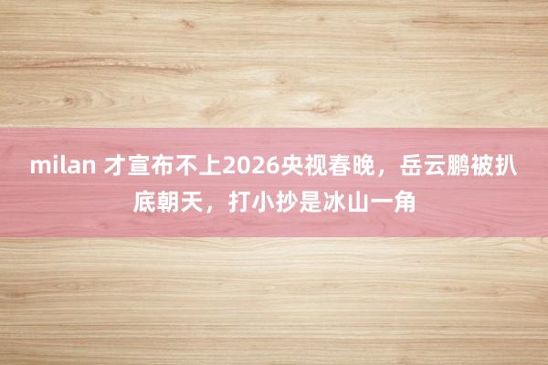 milan 才宣布不上2026央视春晚,岳云鹏被扒底朝天,打小抄是冰山一角