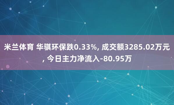 米兰体育 华骐环保跌0.33%, 成交额3285.02万元, 今日主力净流入-80.95万