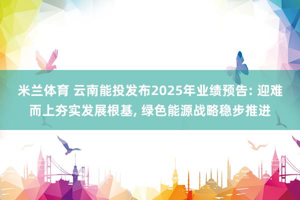 米兰体育 云南能投发布2025年业绩预告: 迎难而上夯实发展根基, 绿色能源战略稳步推进