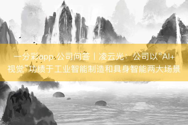 一分彩app 公司问答丨凌云光：公司以“AI+视觉”功绩于工业智能制造和具身智能两大场景